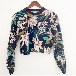 BILLABONG Cropped Floral Print Sweatshirt